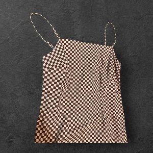 LEVIS. Xs checkered brown and pink cream dress